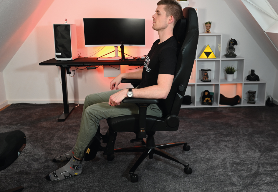 Beinauflage aufrecht eingestellt