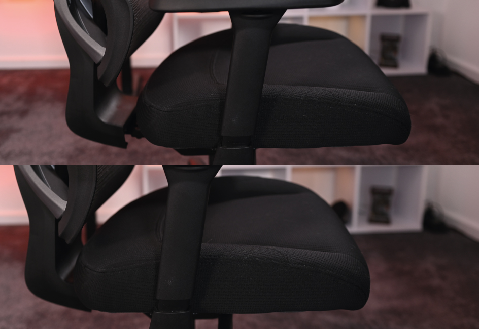 Sitztiefe am Cushion eingefahren vs ausgefahren